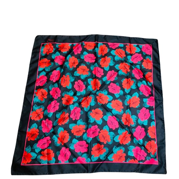 Sarah Coventry Floral Scarf Roses Print VTG 80s Womens Square Fashion Signed - Picture 5 of 10